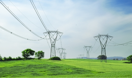 power lines in an open field